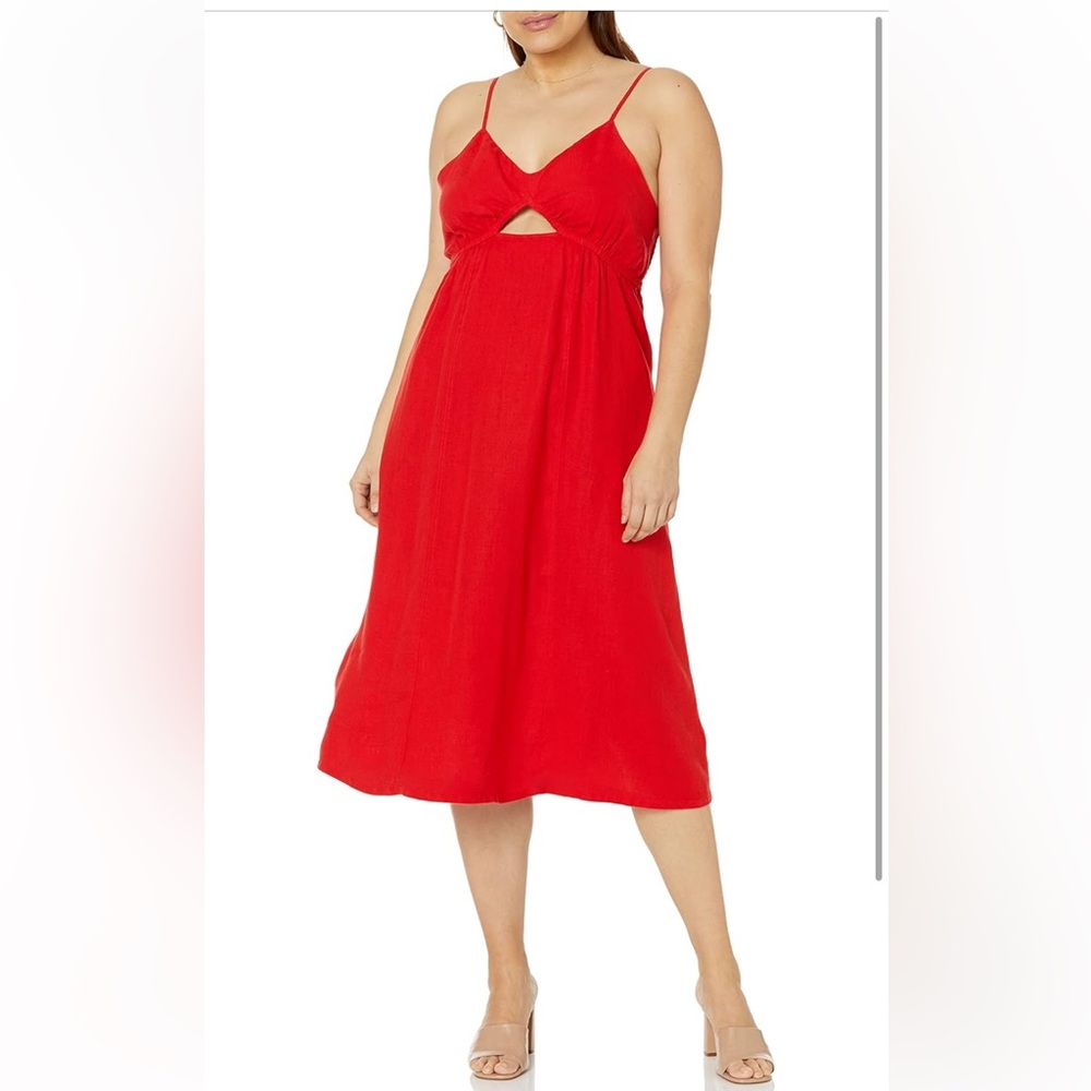 The Drop Women's Maci Strappy V-Neck Cutout Smocked Back Midi Dress(NWT)red..med - Picture 5 of 7